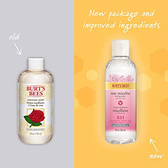 Burt's Bees Rose Micellar Toning Water, 3 in 1 Face Cleanser, Makeup Remover and Toner for all skin types, Alcohol Free, Dermatologist Tested, 1 Count