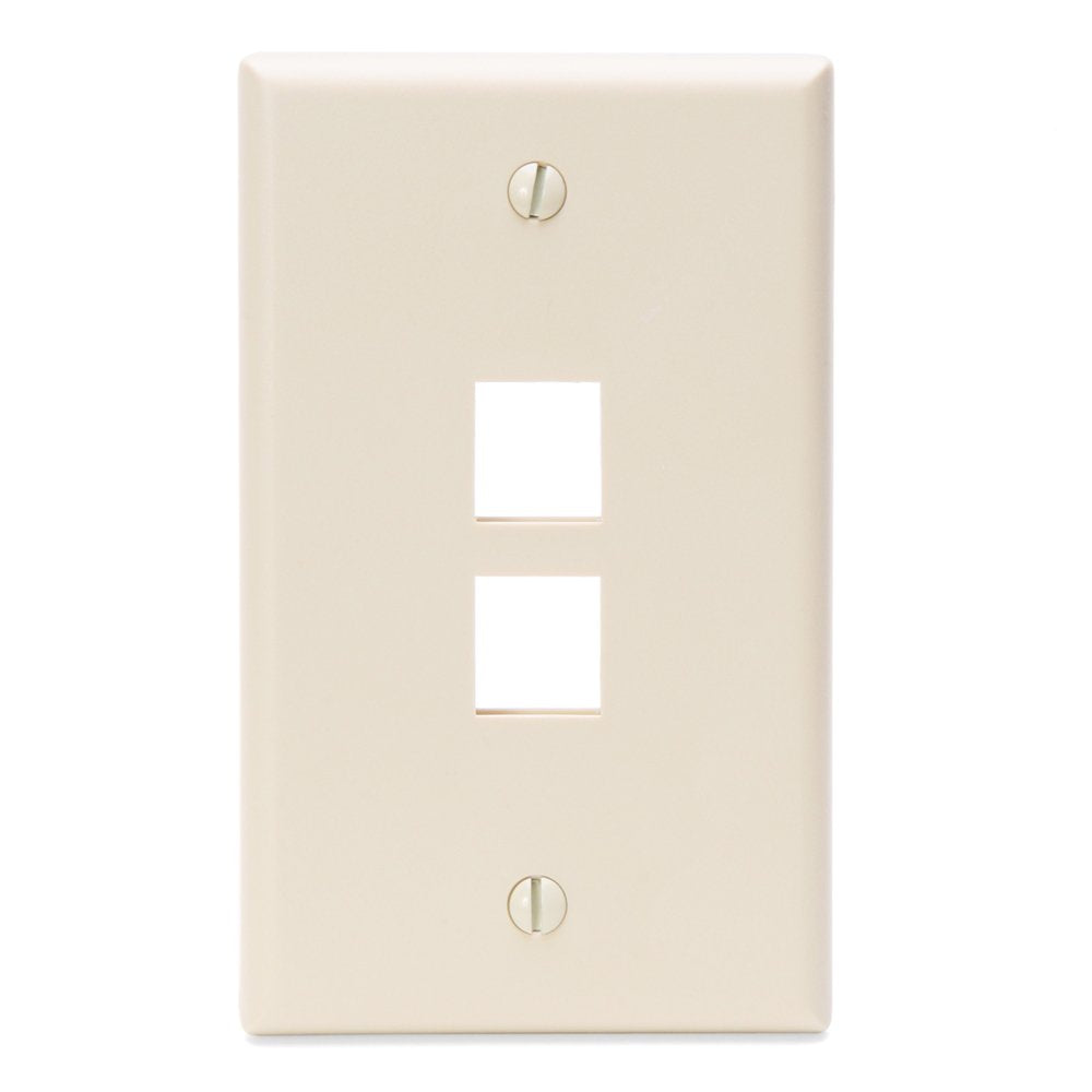 Leviton QuickPort Wallplate, Single Gang, 2-Port, 41080-2TP, Light Almond