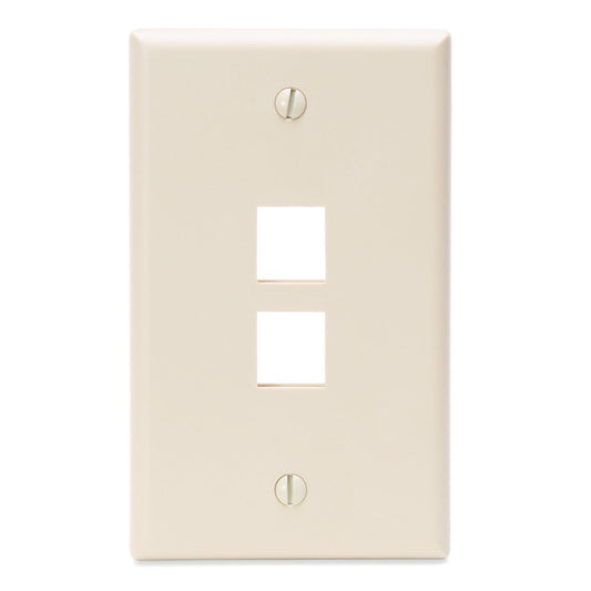 Leviton QuickPort Wallplate, Single Gang, 2-Port, 41080-2TP, Light Almond