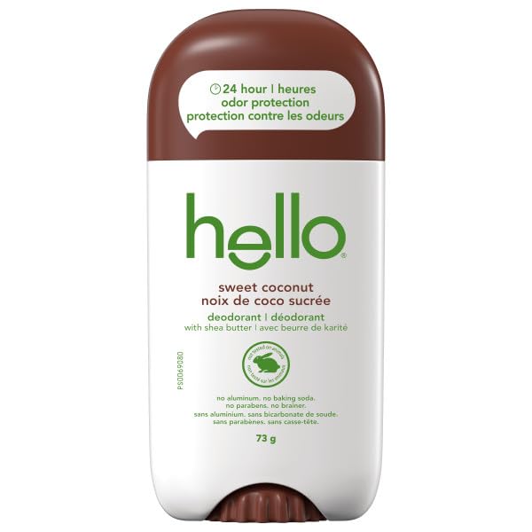 Hello Sweet Coconut Natural Deodorant with Shea Butter, Aluminum Free, Parabens Free, 73g