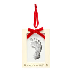 Pearhead Christmas 2023 Holiday Baby's Print Ornament with Clean-Touch Ink Pad, Baby's Print Handprint or Footprint Keepsake, Christmas Ornament with Ribbon, Nursery Décor Ornament