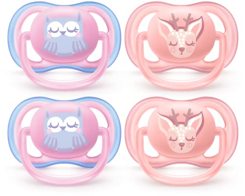 Philips Avent Ultra Air Pacifier 0-6m, owl/deer, 4 pack, SCF085/08