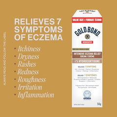 Gold Bond Medicated Intensive Eczema Relief 1% Hydrocortisone Cream, 56g Tube, Medicated Eczema Treatment With 5 Moisturizers to Relieve Itch, Rashes, Redness, Roughness, Irritation and Inflammation