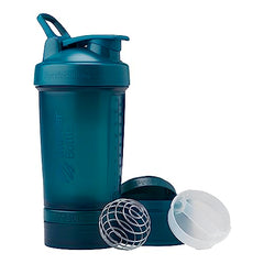 BlenderBottle Shaker Bottle with Pill Organizer and Storage for Protein Powder, Classic V2 ProStak System, 22-Ounce, Ocean Blue