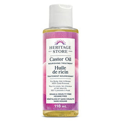 Heritage Store - Castor Oil | Nourishing Treatment for Body, Hair and Brows| 100% Cold-Pressed | Vegan & Cruelty Free | Hexane-Free (118 ml)