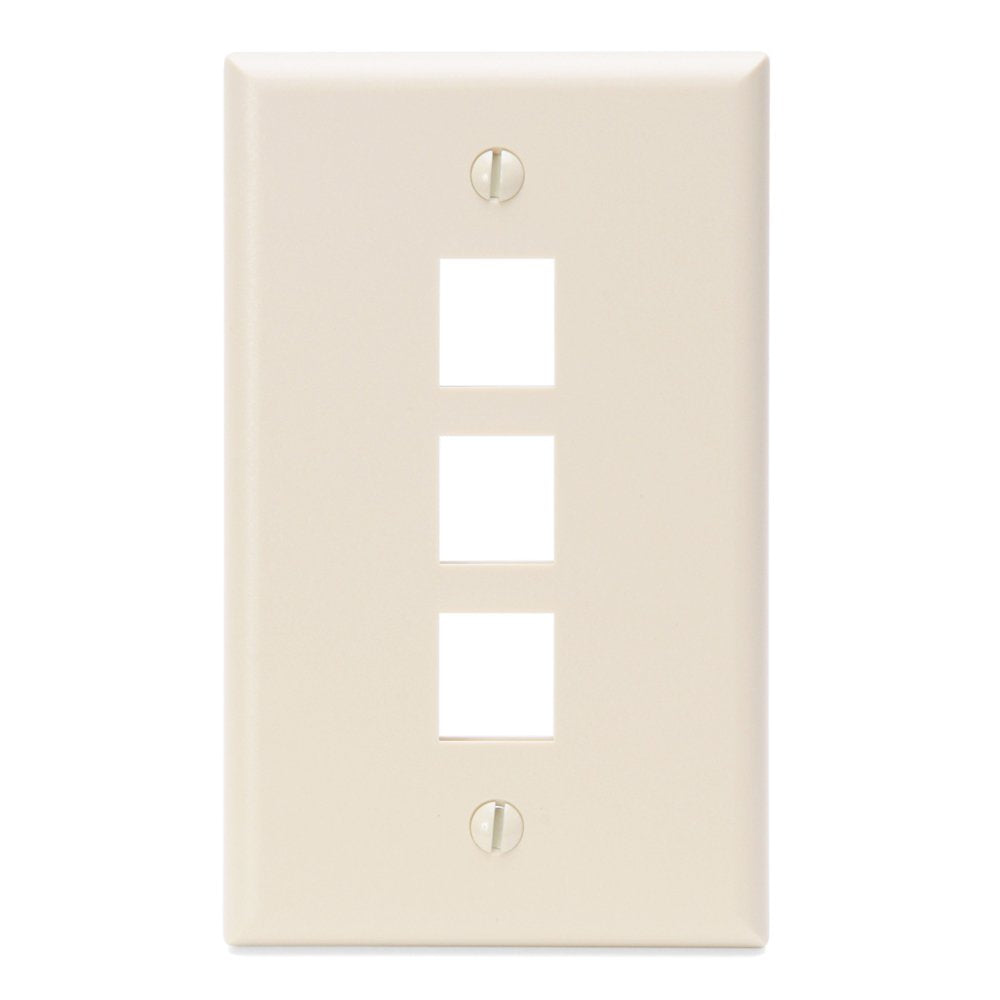 LEVITON LEV410803TP, 3-Port QuickPort Wall Plate (Light Almond)