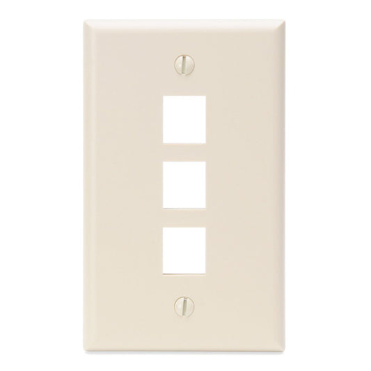 LEVITON LEV410803TP, 3-Port QuickPort Wall Plate (Light Almond)