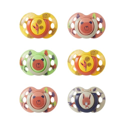 Tommee Tippee Fun Style Pacifiers, Symmetrical Design, BPA-Free Silicone, 6-18 months, Pack of 6 Pacifiers