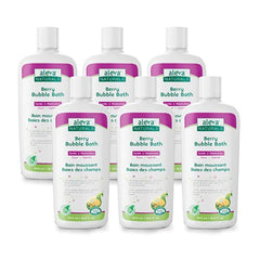 Aleva Naturals Bubble Bath - Long Lasting Moisture for Sensitive Skin, Made with Natural and Organic Ingredients, Fresh Berry Scent, 8 Fl Oz x 6 (1.440L), Clear