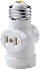 Leviton Lampholder with Two 15 Amp, 125 Volt, 2-Pole, 2-Wire Outlets, 01403-00W, White