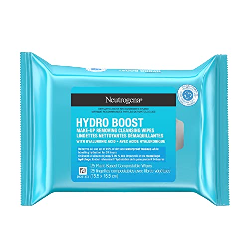 Neutrogena Hydro boost make-up removing cleansing wipes made with hydrating hyaluronic acid, 25 count