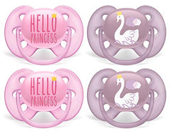 Philips Avent ultra soft pacifier 6-18m, hello princess/swan, 4 pack