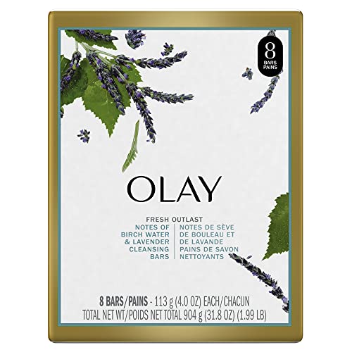 Olay Fresh Outlast Notes Of Purifying Birch Water & Lavender Beauty Bar, 113 g, 8 count