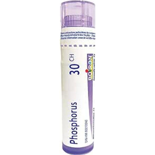 Boiron Phosphorus 30ch,Homeopathic medicine. Each tube contains 4 g (approximately 80 pellets)