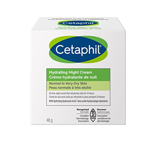 Cetaphil Hydrating Night Cream for Face (48gr) - Made with Hyaluronic Acid and Olive Oil Extract - 24Hr Intense Hydration - Fragrance-Free, Paraben-Free - For Dry and Sensitive Skin