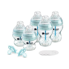 Tommee Tippee Advanced Anti-Colic Fussy Baby Bottle Kit, Breast-Like Nipples, Travel Lids and 0-6m Ultra-Light Silicone Pacifiers