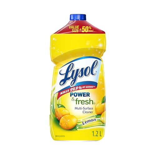 Lysol All Purpose Cleaner, Power & Fresh Multi-Surface Cleaner, Lemon, Kills bacteria even when diluted, 1.2L