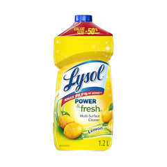 Lysol All Purpose Cleaner, Power & Fresh Multi-Surface Cleaner, Lemon, Kills bacteria even when diluted, 1.2L