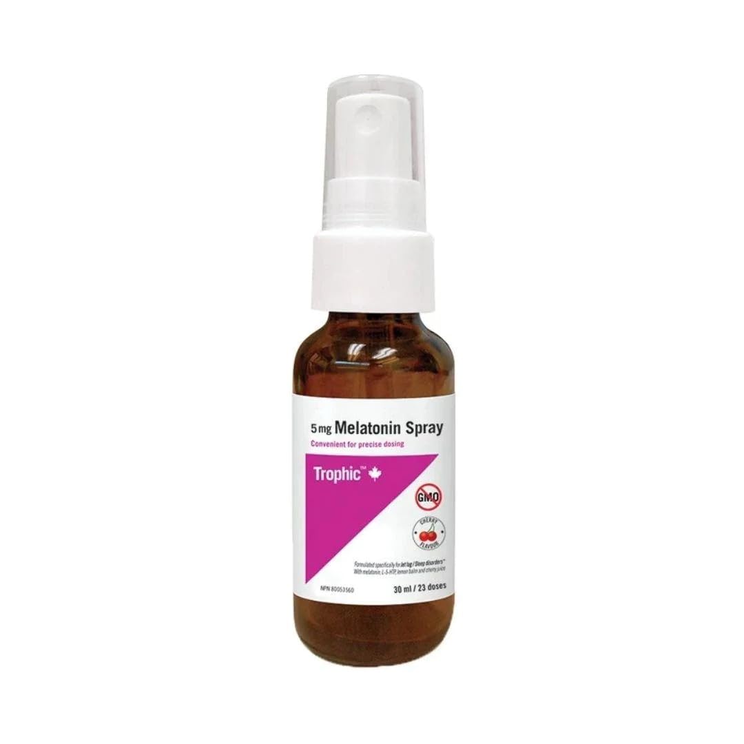 Trophic Melatonin Spray, Cherry, 30 ml, Melatonin Sleep Support Spray with L-5-HTP and Lemon Balm, Fast Absorbing Oral Spray for Relaxation and Sleep Support