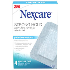 Nexcare™ Strong Hold Pain-Free Removal Adhesive Pad SSD34-CA, 3 in x 4 in (7.6 cm x 10.2 cm), 4/Pack