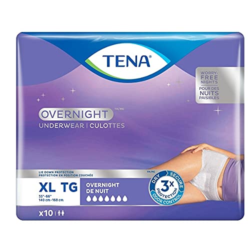 Tena Incontinence Underwear for Overnight, Unisex, XL (Pack of 10)