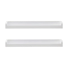 MELANNCO Floating Arc Wall Shelves with Rail for Nursery, Bedroom, Living Room, Kitchen, Set of 2, White