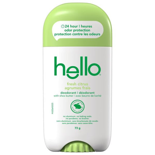 Hello Fresh Citrus Natural Deodorant with shea butter, Aluminum Free, Parabens Free, 73g