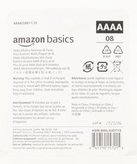 Amazon Basics AAAA 1.5 Volt Everyday Alkaline Batteries - Pack of 8