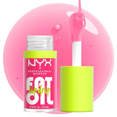 NYX Professional Makeup Lip Gloss, High Shine, Non-Sticky FInish, 12 Hours Hydrating, Fat Applicator, With Squalane, Raspberry and Cloudberry Oils, Fat Oil Lip Drip, Shade: MISSED CALL (Pink)