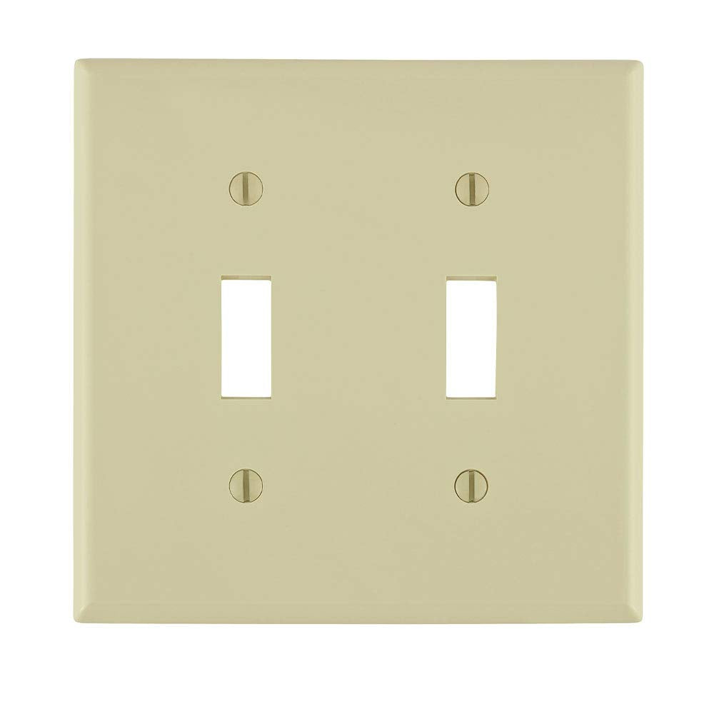 Leviton 2-Gang Toggle Device Switch Wallplate, Standard Size, 80709-I, Ivory