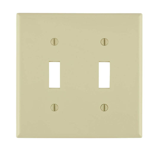 Leviton 2-Gang Toggle Device Switch Wallplate, Standard Size, 80709-I, Ivory