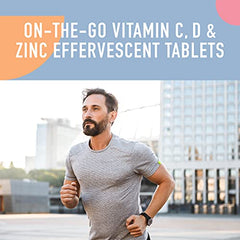 Organika Instant C, D, Zinc Effervescent Tablets - Watermelon Flavour- Immune Support- Single Tube x 10 Tablets