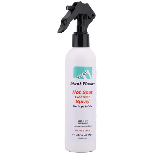 Forticept Maxi-Wash Hot Spot Cleansing Spray Treatment, Wound Care & Itch Relief Spray for Dogs and Cats. Relives Scratching, Rashes, Sores, Itchy Skin and Paw Licking 8 oz