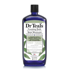 Dr Teal’s Foaming Bath with Pure Epsom Salt, Cannabis Sativa Hemp Seed Oil, 34 fl oz (Packaging May Vary)