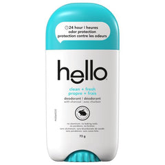 Hello Clean + Fresh Natural Deodorant with Charcoal, Aluminum Free, Parabens Free, 73g