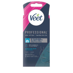 VEET® Professional™ Wax Strips, For Face, Sensitive Skin, With Almond Oil, 12 ct