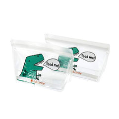 Full Circle ZipTuck Kids, Reusable Snack Bags, 2 Pack, Dinosaur