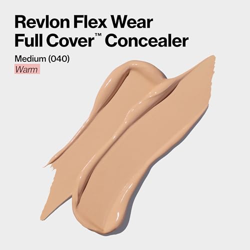 Revlon ColorStay Flex Wear, Full Cover Non-Creasing Concealer, Infused with Hyaluronic Acid & Vitamin E, Flexible Longwear, 040 Medium, 0.34 fl oz/ 10ml