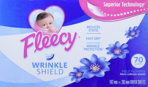 Fleecy Fabric Softener Dryer Sheets - For Irresistibly Soft & Static-Free Clothes | Paraben & Phosphate Free | Softener for Laundry | Field Flowers Fragrance, 70 Sheets