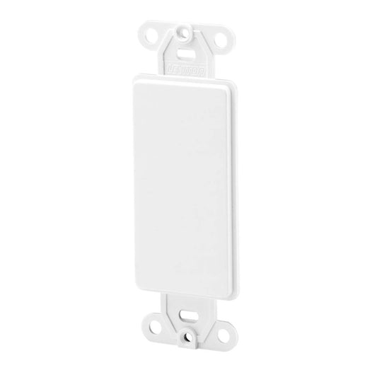 Leviton Decora Plastic Adapter Plate, Blank - No Hole, with-Ears, and Two Mounting Screws, 80414-00W, White