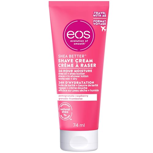 eos Shea Better Travel Size Shaving Cream, Pomegranate Raspberry, 24HR Hydration, 74ml