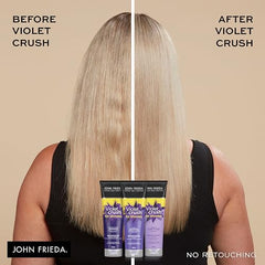 John Frieda Violet Crush Purple Shampoo for Brass Repair of Natural and Colour-Treated Blonde Hair | Neutralizes Brassiness and Yellow tones | Cool tone blonde | Purple Pigments | Travel Size (45 mL)