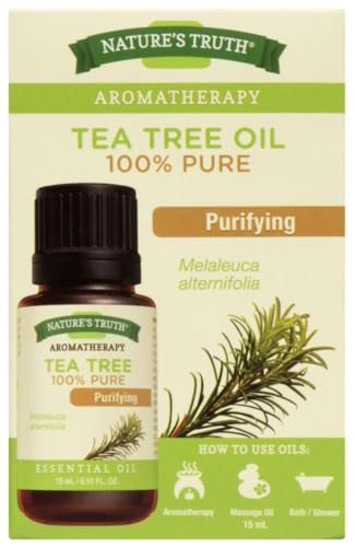Nature's Truth Essential Oil - 100% Pure Tea Tree Oil, Pure and Plant-Based, Massage Oil, Aromatherapy or For Bath/Shower, 15 ml