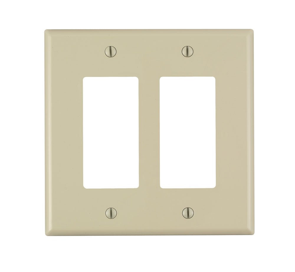 Leviton Decora 2-Gang Wallplate, Midway Size, PJ262-00I, Ivory
