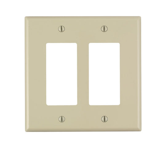 Leviton Decora 2-Gang Wallplate, Midway Size, PJ262-00I, Ivory