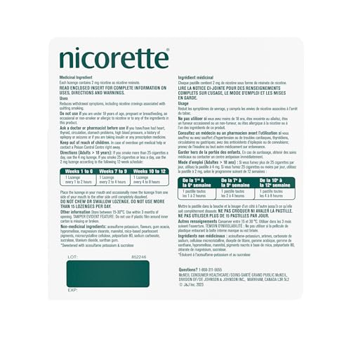 Nicorette Lozenges Nicotine Quit Smoking Aid, Fruit Flavour - 2mg, 160 count