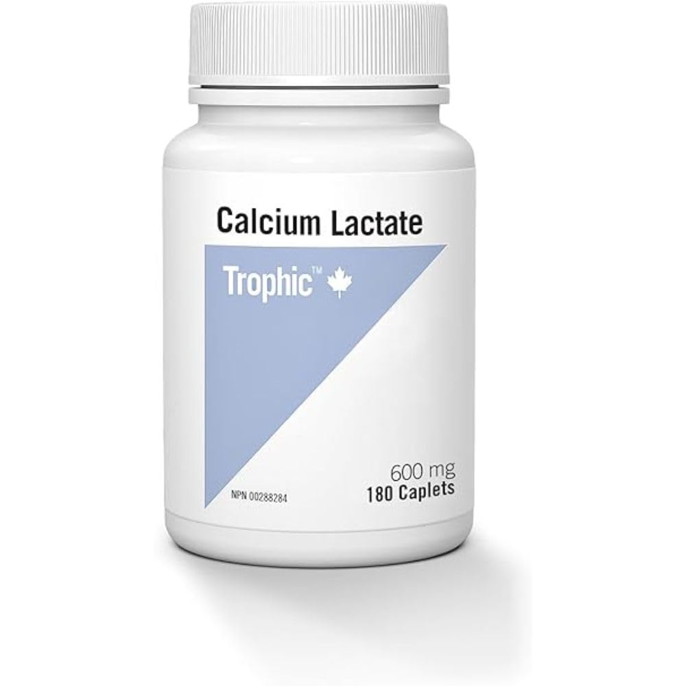 Trophic Calcium Lactate, 180's. For the maintenance and developments of healthy teeth and bones. Aids in metabolism, blood clotting, nerve transmission and regulation of the heartbeat. Chelated with natural amino acids, provides superior absorbtion.