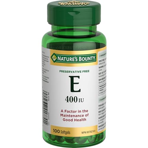 NATURE'S BOUNTY Vitamin E 400 IU, Antioxidant Supplement For The Maintenance Of Good Health, For Adults And Children 12+, Preservative Free, One Softgel Per Day, 100 count, 67.1 g