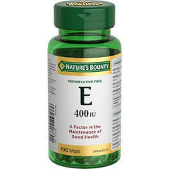 NATURE'S BOUNTY Vitamin E 400 IU, Antioxidant Supplement For The Maintenance Of Good Health, For Adults And Children 12+, Preservative Free, One Softgel Per Day, 100 count, 67.1 g