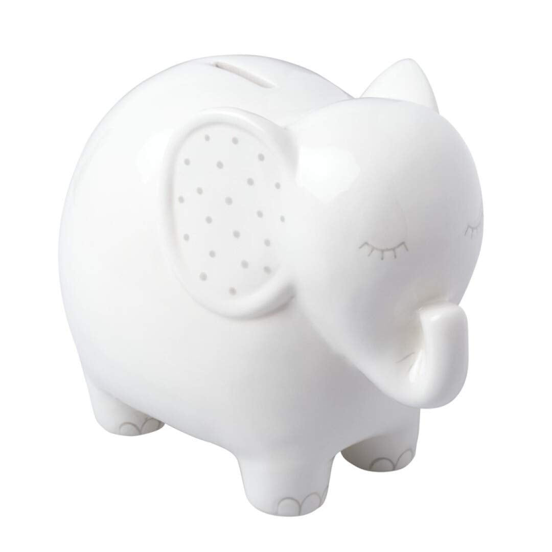 Pearhead Ceramic Piggy Bank, Makes a Perfect Unique Gift, White Elephant, 83071